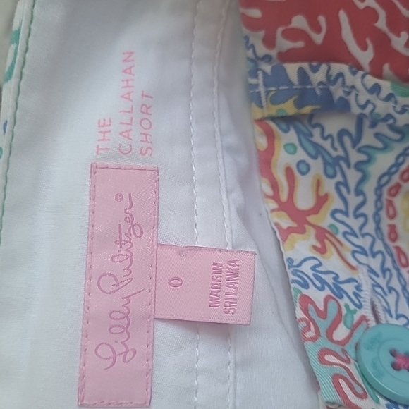 Lilly Pulitzer Callahan Shorts Multi Let Minnow Coral Blue Size 0 - Picture 14 of 15